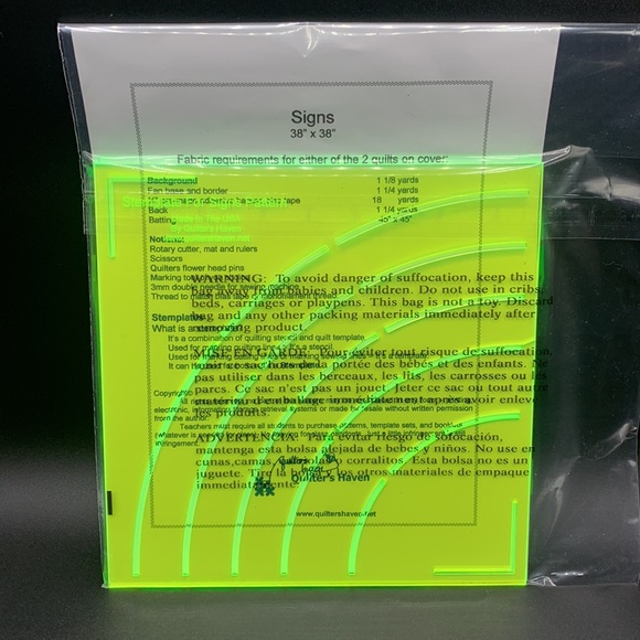 Discontinued Quilters Haven SIGNS Quilters Plastic Template NIP 3 Patterns - Picture 2 of 2